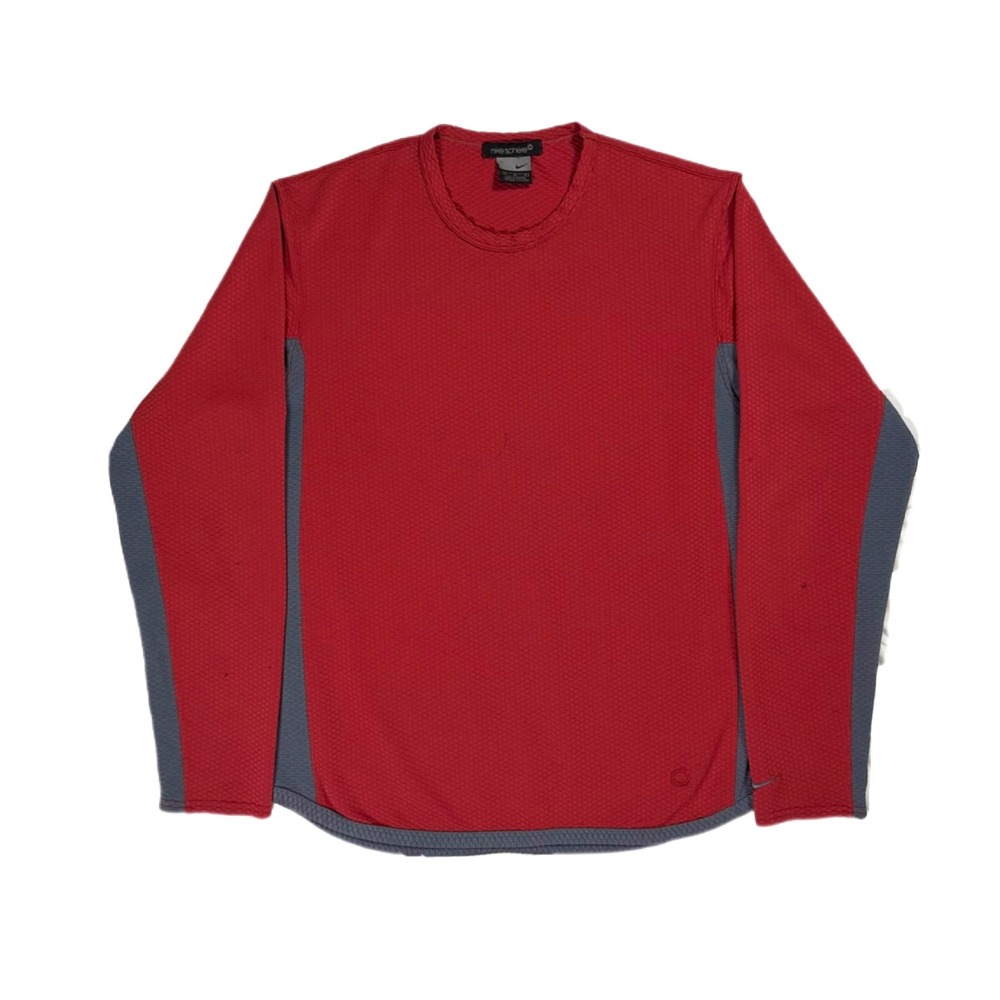 Vtg Y2K Nike Sphere maroon red grey mesh thermal longsleeve shirt mens medium